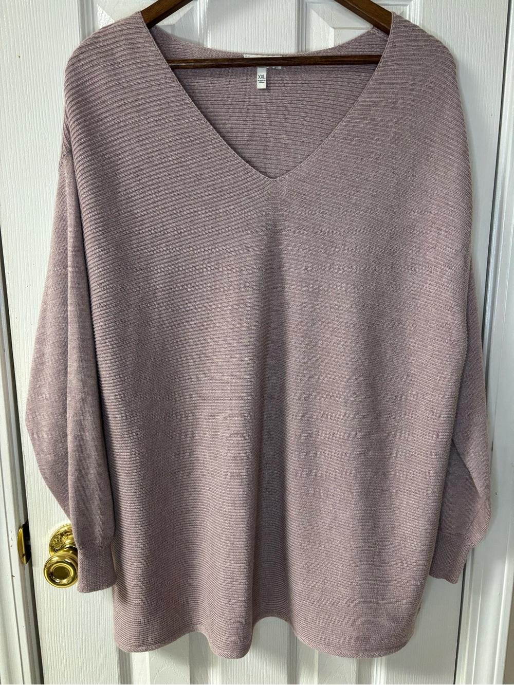 Ella Moss Oversized V-Neck Ribbed Sweater - Mauve